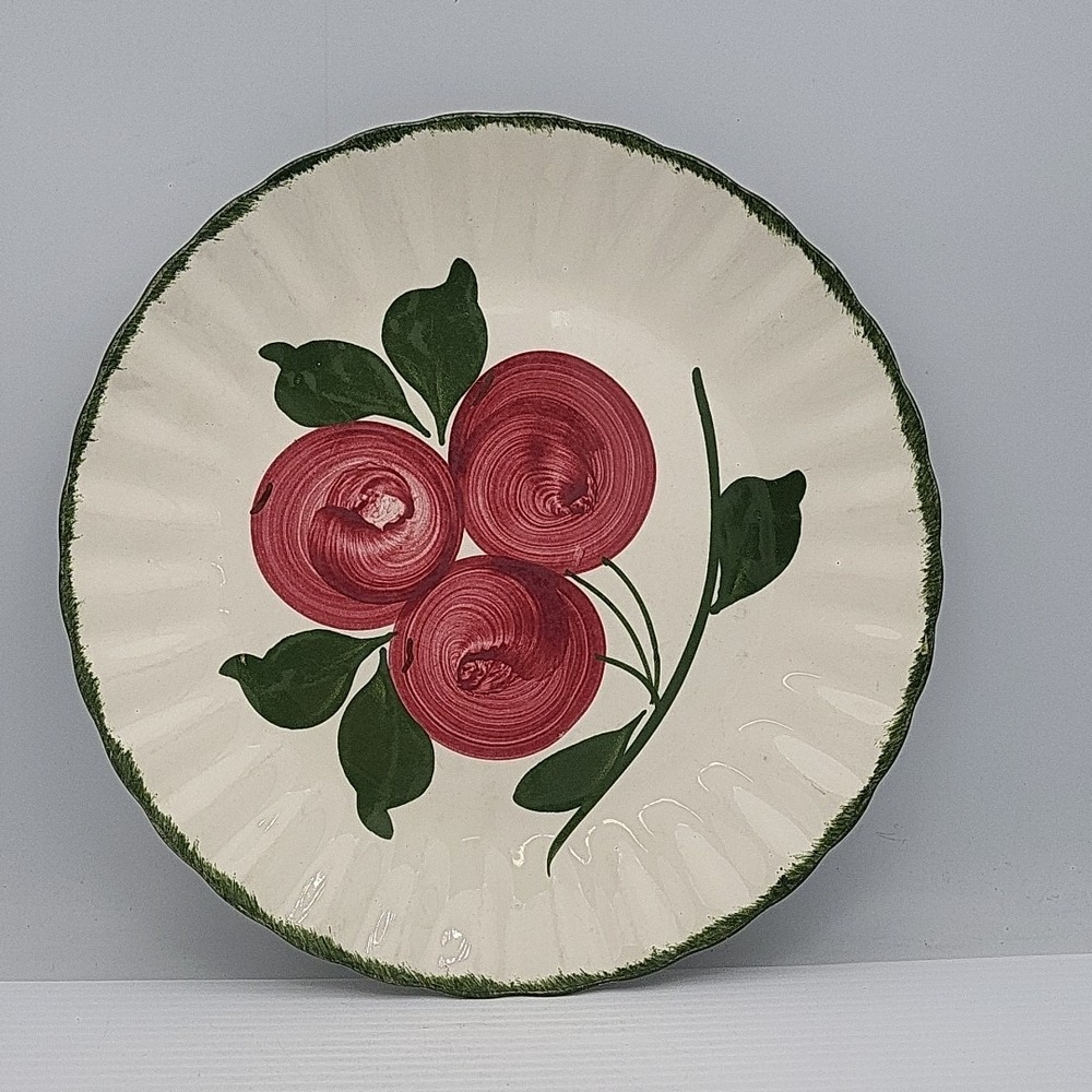 Blue Ridge Hand Painted Plate Lovely Red Flowers‎
